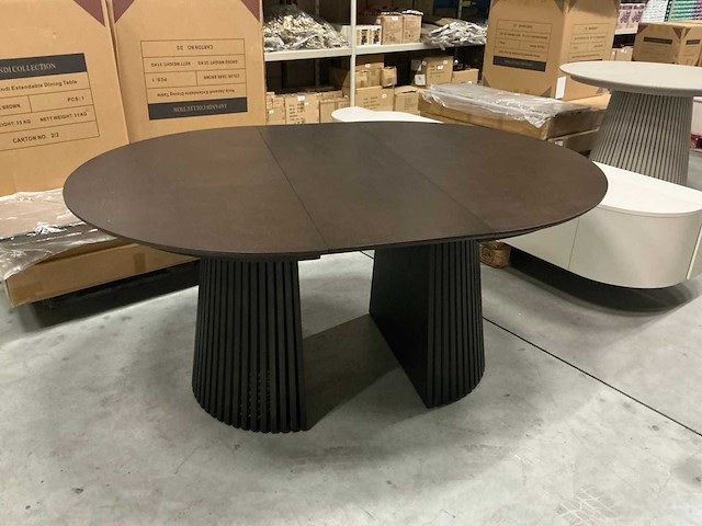 Japandi collection nola uitschuifbare eettafel 75x120/160/200cm dark brown - afbeelding 4 van  10