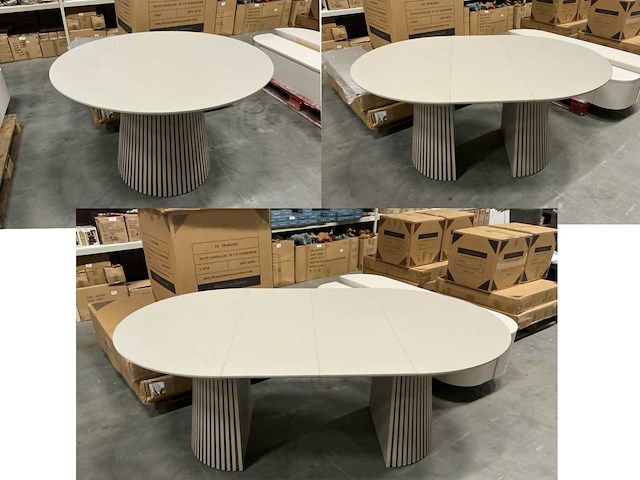 Japandi collection nola uitschuifbare eettafel 75x120/160/200cm taupe - afbeelding 1 van  7