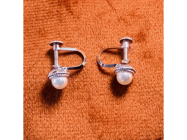 Japanse akoya parel zilveren oorbellen - uit oude juweliersvoorraad - afbeelding 1 van  6
