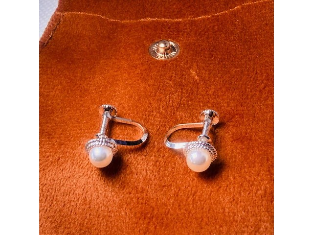 Japanse akoya parel zilveren oorbellen - uit oude juweliersvoorraad - afbeelding 3 van  6