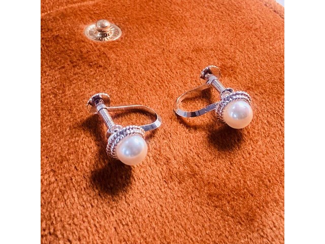 Japanse akoya parel zilveren oorbellen - uit oude juweliersvoorraad - afbeelding 4 van  6