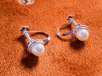 Japanse akoya parel zilveren oorbellen - uit oude juweliersvoorraad - afbeelding 4 van  6