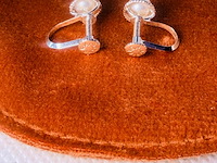 Japanse akoya parel zilveren oorbellen - uit oude juweliersvoorraad - afbeelding 5 van  6