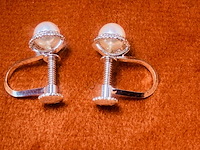 Japanse akoya parel zilveren oorbellen - uit oude juweliersvoorraad - afbeelding 6 van  6