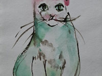 Japanse aquarel, maya wildevuur, poes, 2005 - afbeelding 1 van  12