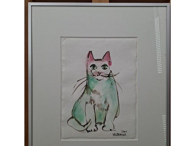 Japanse aquarel, maya wildevuur, poes, 2005 - afbeelding 7 van  12