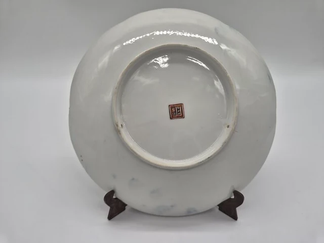 Japanse imari porseleinen sierschotel – handbeschilderd – 20e eeuw – inclusief houten standaard - afbeelding 3 van  15