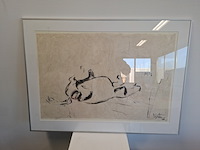 Japanse inkt, maya wildevuur (1944-2023), paard rollend in de sneeuw, 1995 - afbeelding 2 van  7