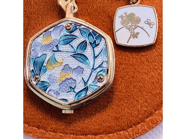 Japanse kayou - zijde en coisonné pendant horloge - afbeelding 2 van  3