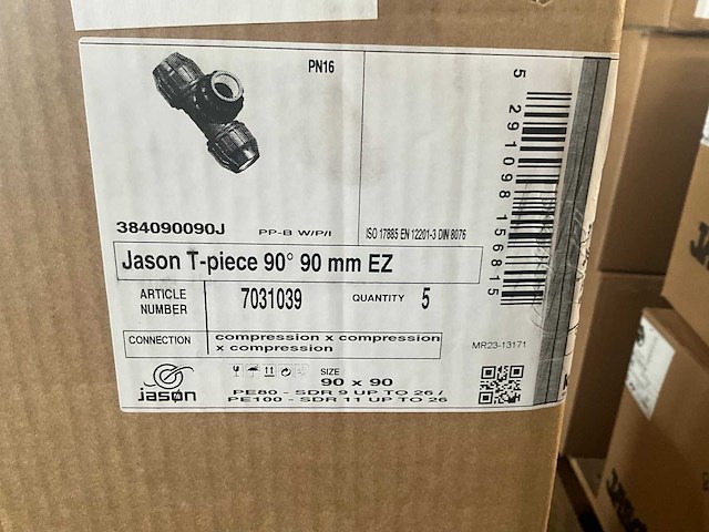 Jason 90mm t-piece pp koppeling (8x) - afbeelding 3 van  3