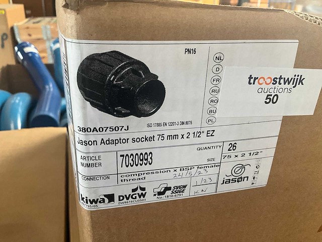 Jason adaptor socket 75mm x2 1/2” ez pp koppeling (78x) - afbeelding 5 van  5