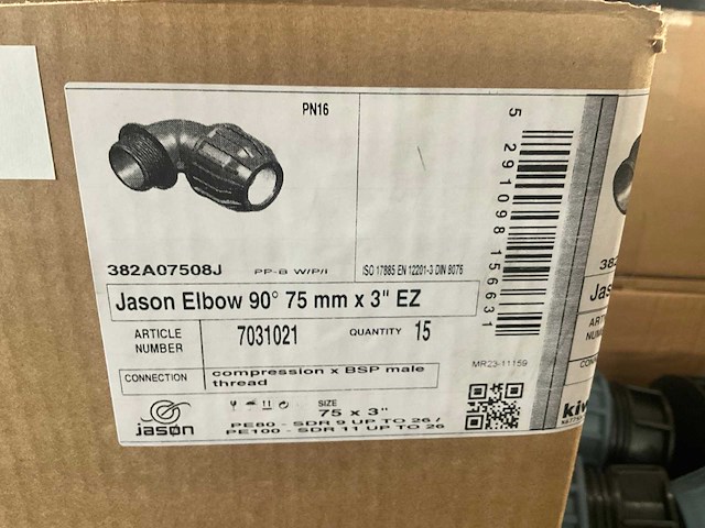 Jason elbow 75mm x 3” ez pp koppeling (28x) - afbeelding 6 van  6