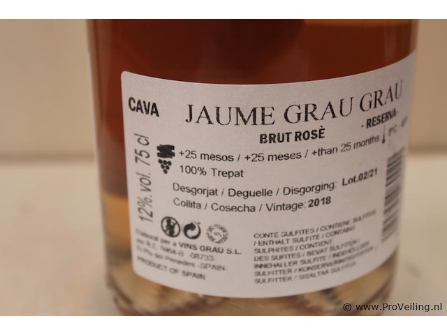Jaume grau grau cava brut rosé - 75 cl - winkelverkoopprijs € 8.95 - afbeelding 3 van  3