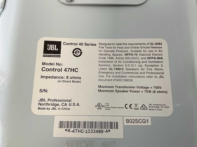 Jbl (control 47hc) 6,5” 2-way coaxial high quality ceiling loudspeakers (5x) - afbeelding 5 van  5