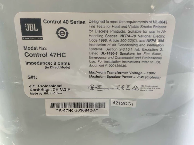 Jbl control (47hc) narrow coverage premium in-ceiling loudspeaker system (new) (2x) - afbeelding 3 van  14