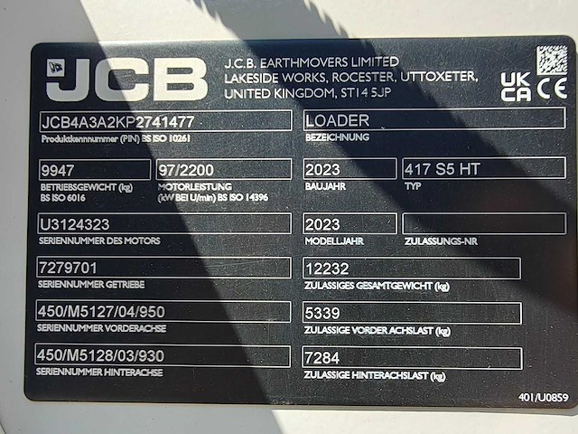 Jcb - 2023 - 417 s5 ht - shovel - afbeelding 5 van  24