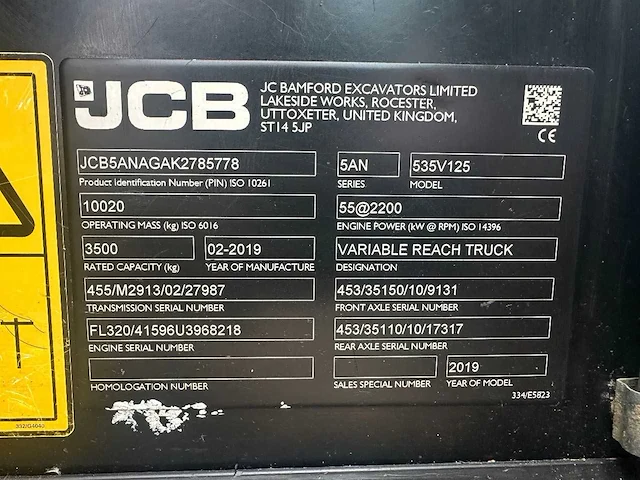 Jcb 535v125 telehandler i - afbeelding 10 van  19