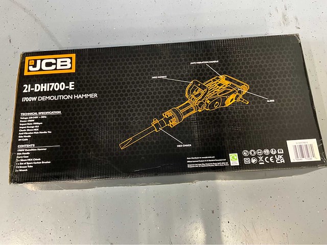 Jcb dh1700 - breekhamer - sloophamer - 1700w - in koffer - hamerslagkracht 65j - demolition hammer breaker - afbeelding 12 van  20