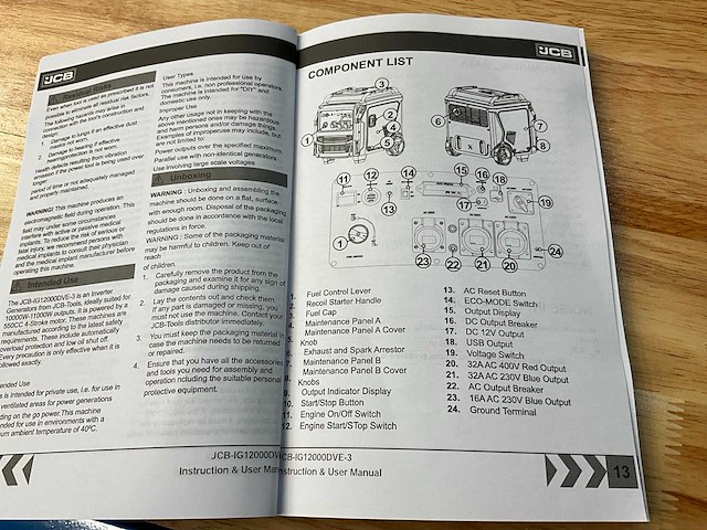 Jcb ig12000-dve-3 - inverter generator - 11000w - 13,75kva - 2026 - afbeelding 5 van  20