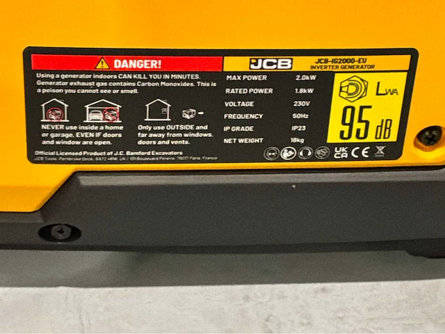 Jcb ig2000-eu - inverter generator - 2000w - 2,5kva - 2026 - afbeelding 10 van  12