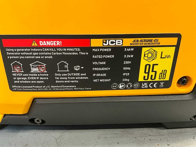 Jcb ig3500e-eu - inverter generator - 3500w - 4,4kva - 2026 - afbeelding 16 van  16
