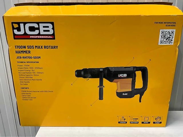 Jcb rh1700-sdsm - combihamer - 1700w - 4 werkstanden - slagenergie tot 19 joule - afbeelding 10 van  17