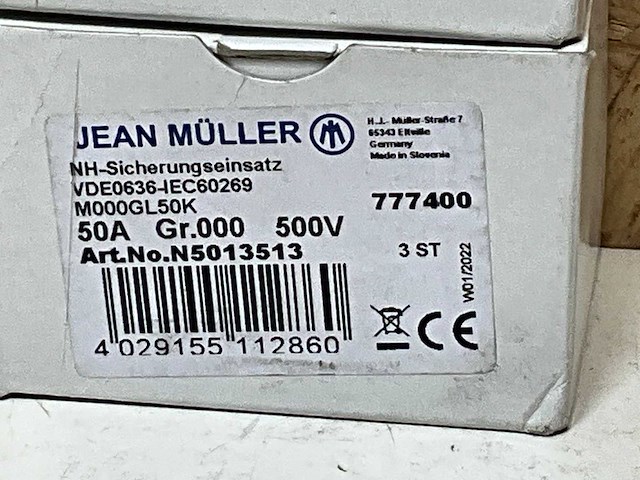 Jean-muller n5013513 nh-mespatroon, slagpin, gl/gg, grootte nh000 gr.000 500v 50a - (6x) - afbeelding 4 van  4