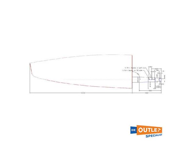 Jefa hanse 575 fiberglass rudder blade 126 mm - tru0144 - afbeelding 2 van  2