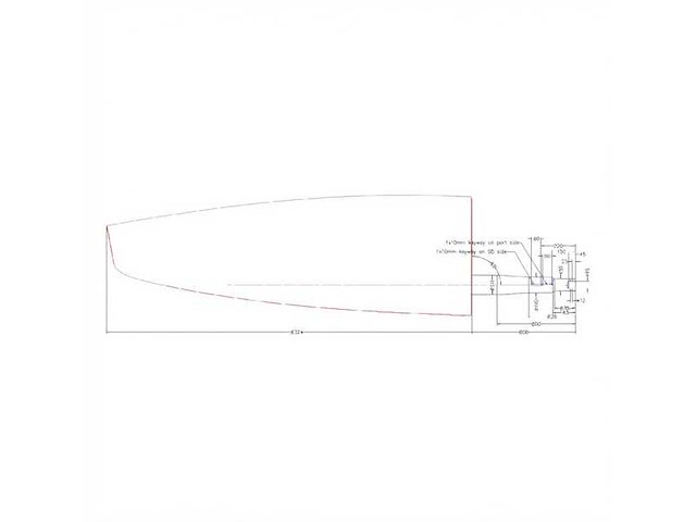 Jefa hanse 575 fiberglass rudder blade 126 mm - tru0144 - afbeelding 2 van  2