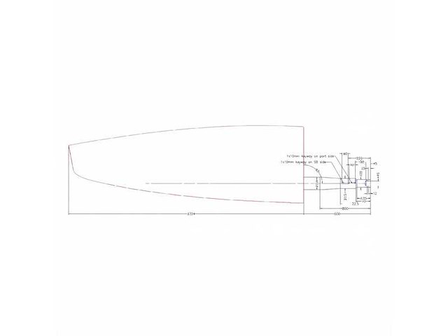 Jefa hanse 575 fiberglass rudder blade 126 mm - tru0144 - afbeelding 3 van  3
