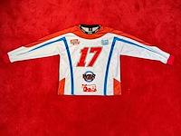 Jersey, bankzitters, ziggo dome world tour, rood, wit, gedragen door robbie van de graaf| maat m