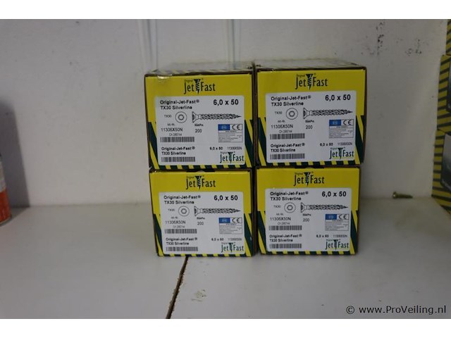 Jet-fast spaanplaatschroef 6,0 x 50 tx30 silverline - 4 dozen á 200 stuks - afbeelding 1 van  2