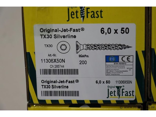 Jet-fast spaanplaatschroef 6,0 x 50 tx30 silverline - 4 dozen á 200 stuks - afbeelding 2 van  2