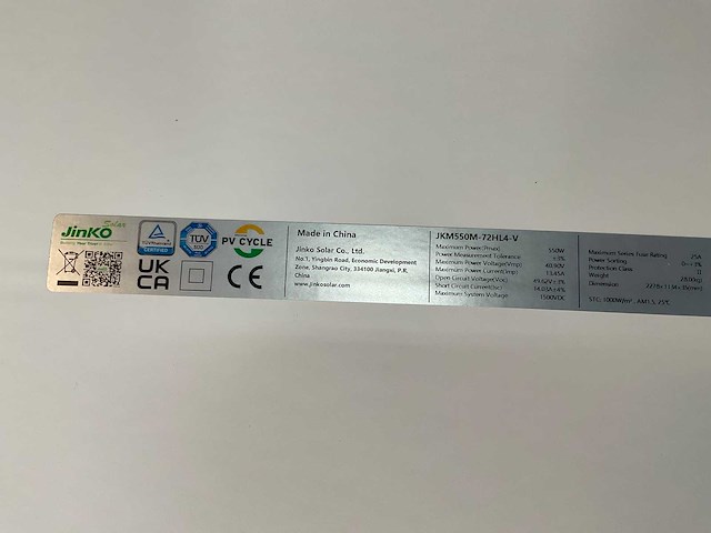 Jinko jkm550m-72hl4-v zonnepaneel (11x) - afbeelding 3 van  4