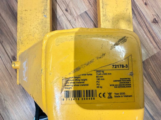 Jj - 2020 - hand hydraulische palletwagen - afbeelding 3 van  4