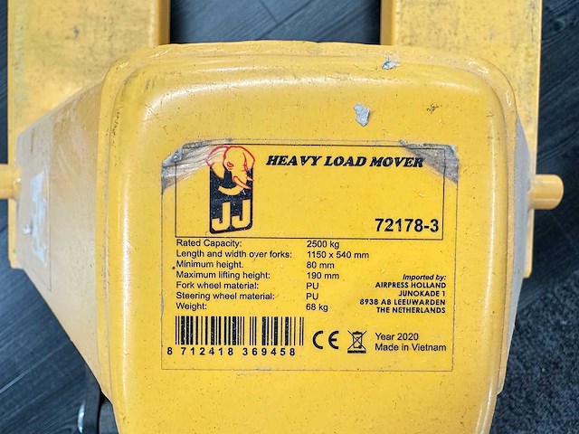 Jj - hydraulische palletwagen 2500 kg - afbeelding 3 van  3