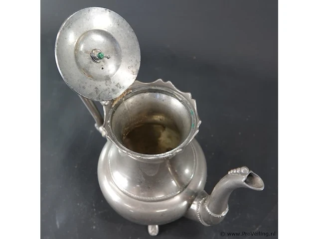 J.n. daalderop & zn tie holland antieke tinnen koffiekan of theepot - afbeelding 4 van  5