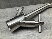 Job accross keukenmengkraan met kruisgreep brushed nickel - afbeelding 3 van  3
