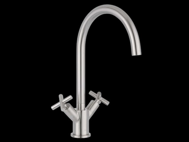 Job accross keukenmengkraan met kruisgreep brushed nickel - afbeelding 1 van  8