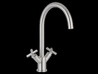 Job accross keukenmengkraan met kruisgreep brushed nickel - afbeelding 1 van  8