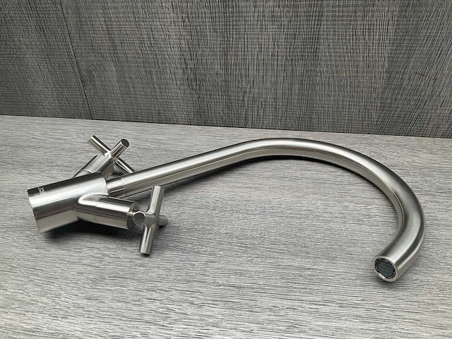 Job accross keukenmengkraan met kruisgreep brushed nickel - afbeelding 2 van  8