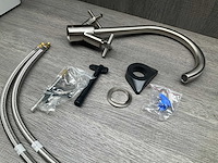 Job accross keukenmengkraan met kruisgreep brushed nickel - afbeelding 8 van  8