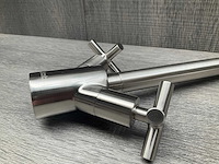 Job accross keukenmengkraan met kruisgreep brushed nickel - afbeelding 3 van  8