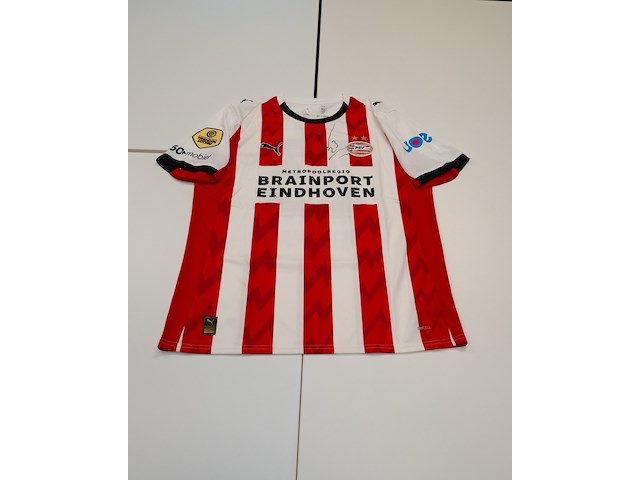 Joey veerman shirt - psv puma, rood/wit, gesigneerd, l - afbeelding 1 van  1