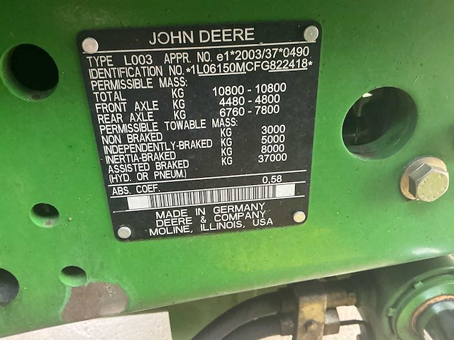 John deere - 2015 - 6150m - vierwielaangedreven landbouwtractor - afbeelding 27 van  33