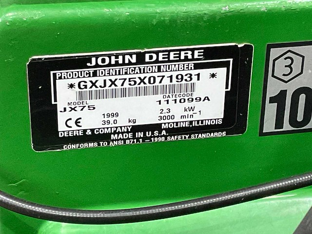 John deere - jx75 - grasmaaier - afbeelding 2 van  10