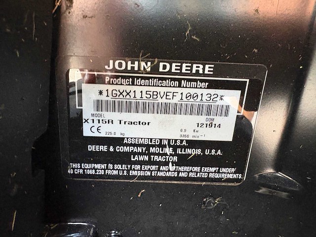 John deere - x115r - zitmaaier - afbeelding 13 van  13