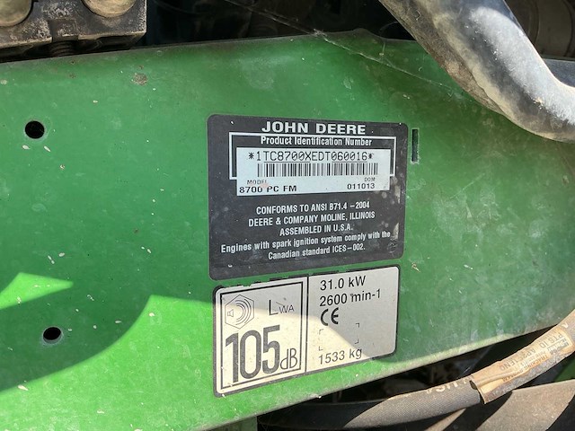 John deere 8700 grasmaaier - afbeelding 2 van  2