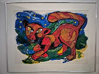 John lie a fo - zeefdruk - 'lechatrouge' - 70 x 90 cm. - afbeelding 1 van  3