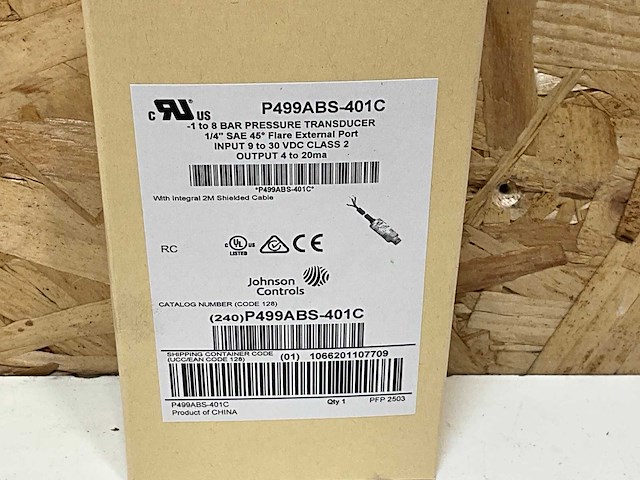 Johnson controls p499abs-401c drukopnemer -1/8 bar 4..20ma 1/4" sae male k. 2mtr - afbeelding 5 van  5